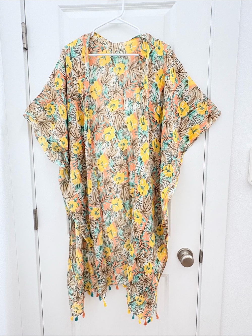 Yellow Floral Lightweight Kimono Cover-Up